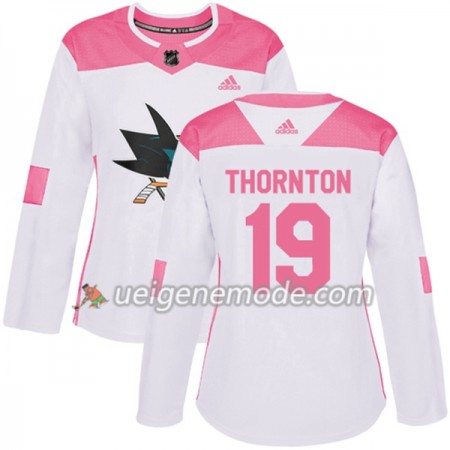 Dame Eishockey San Jose Sharks Trikot Joe Thornton 19 Adidas 2017-2018 Weiß Pink Fashion Authentic